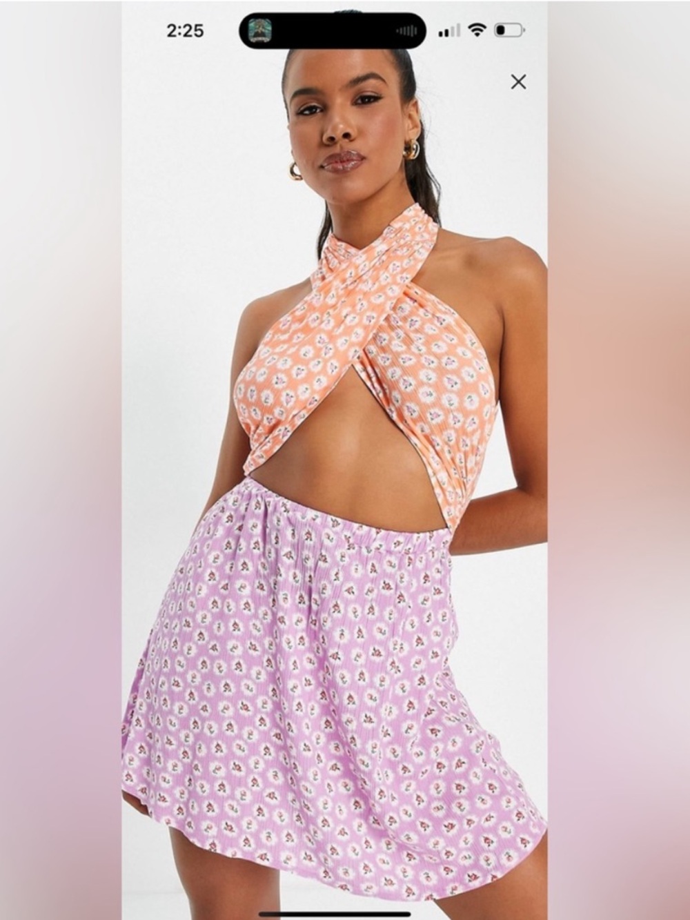 ASOS Peach Halter Mini Dress with Lavender Skirt